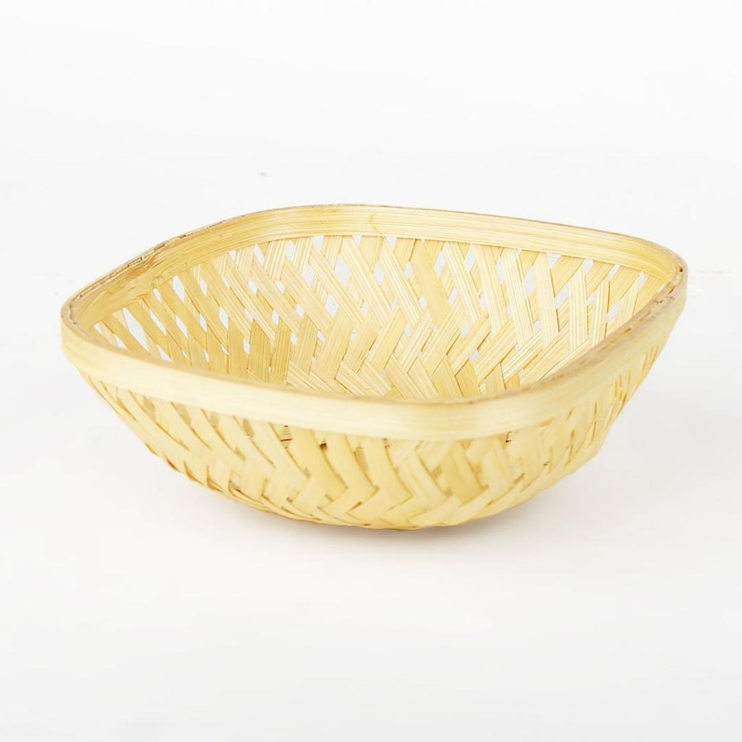 Square, Natural, simple bamboo multi-purpose baskets