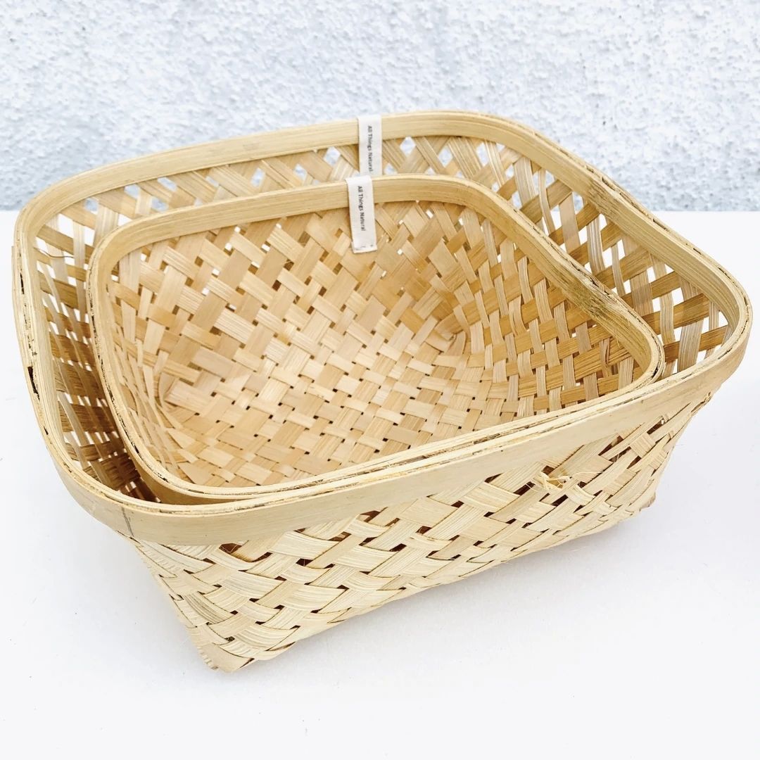2 Square Tub Bamboo Basket