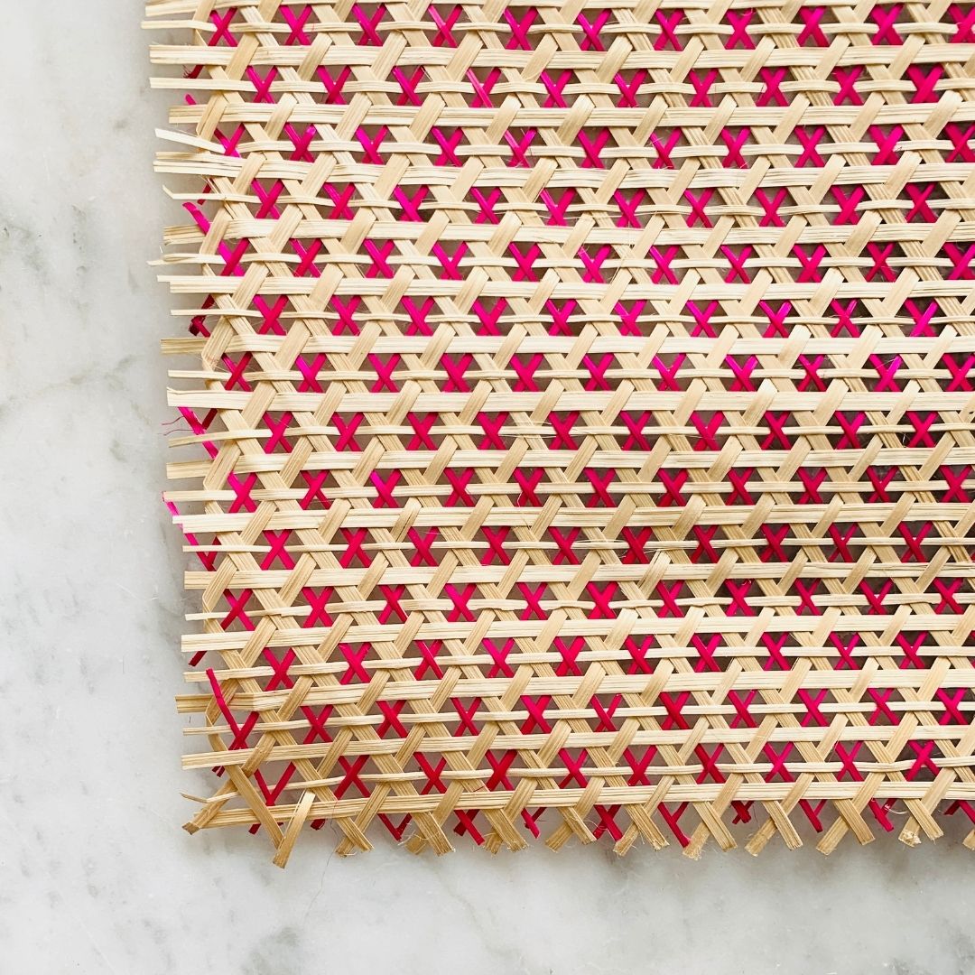 Close up of Pink colour lightweight, finely handwoven natural bamboo sheet