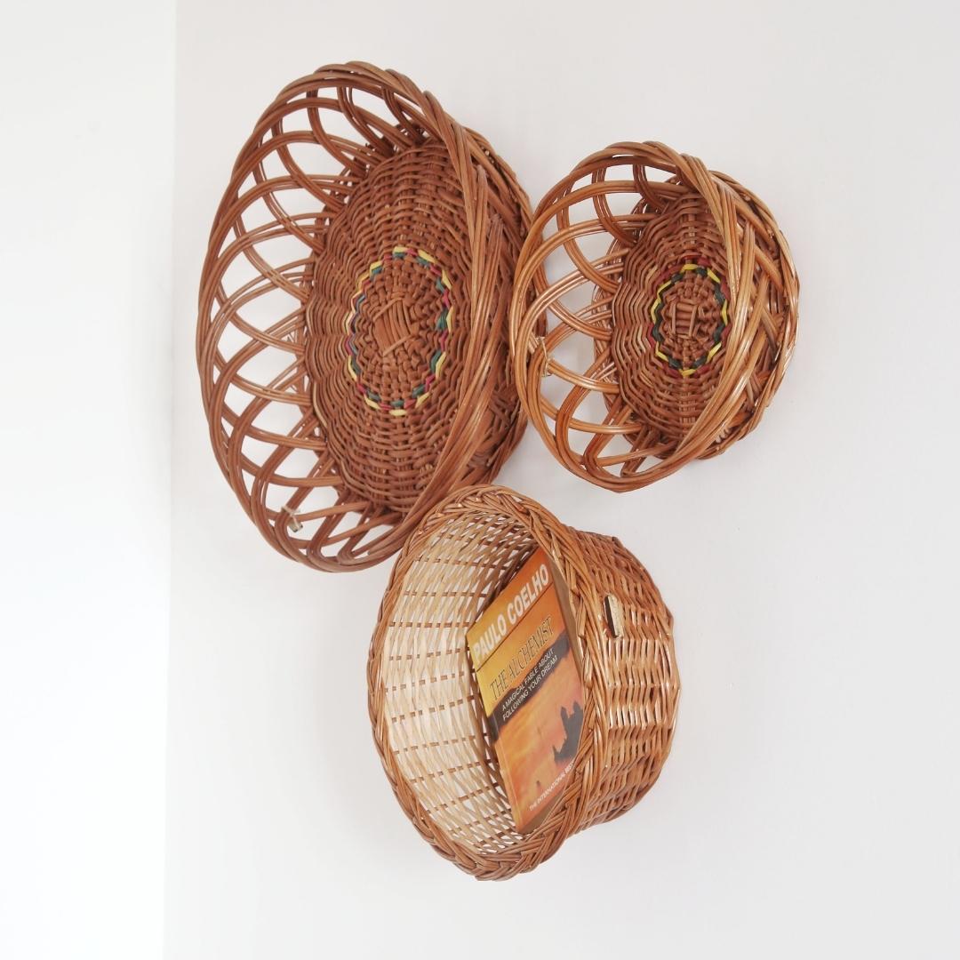 Trio Wall Baskets with book inside the basket