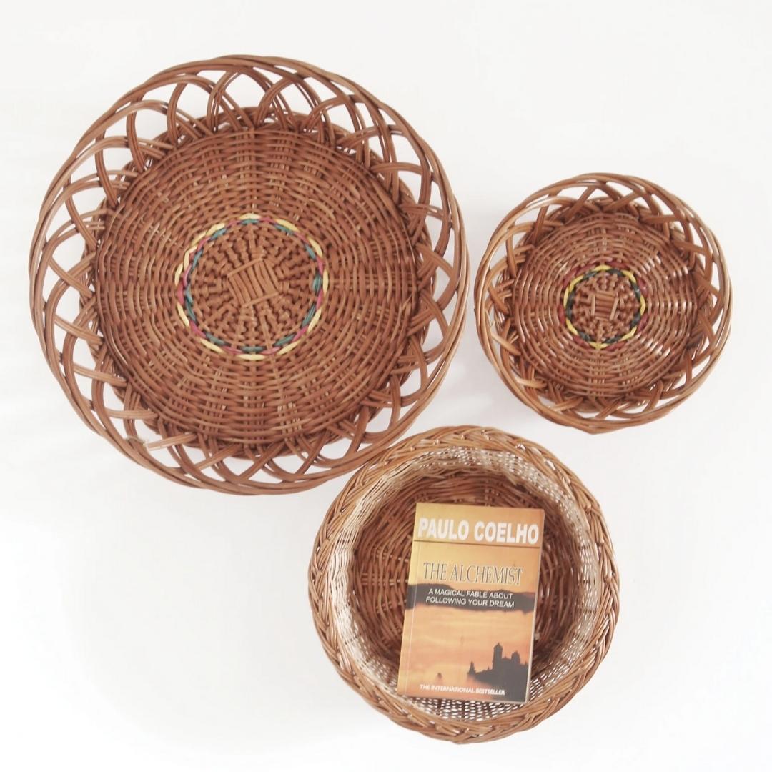 Trio Wall Baskets for wall decor with book inside the basket
