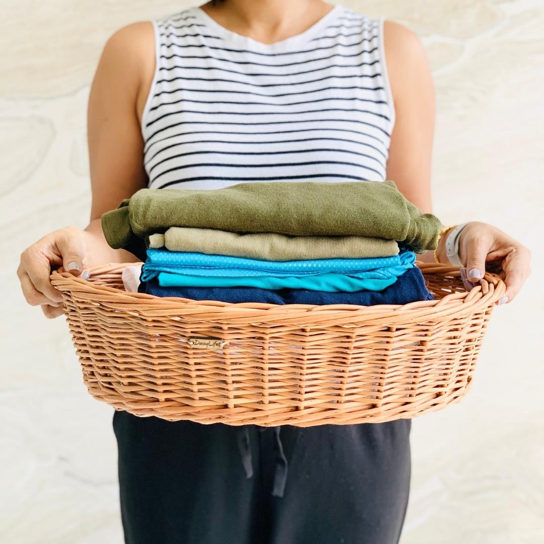 Wicker BB Oval basket for laundry, storage, and organising