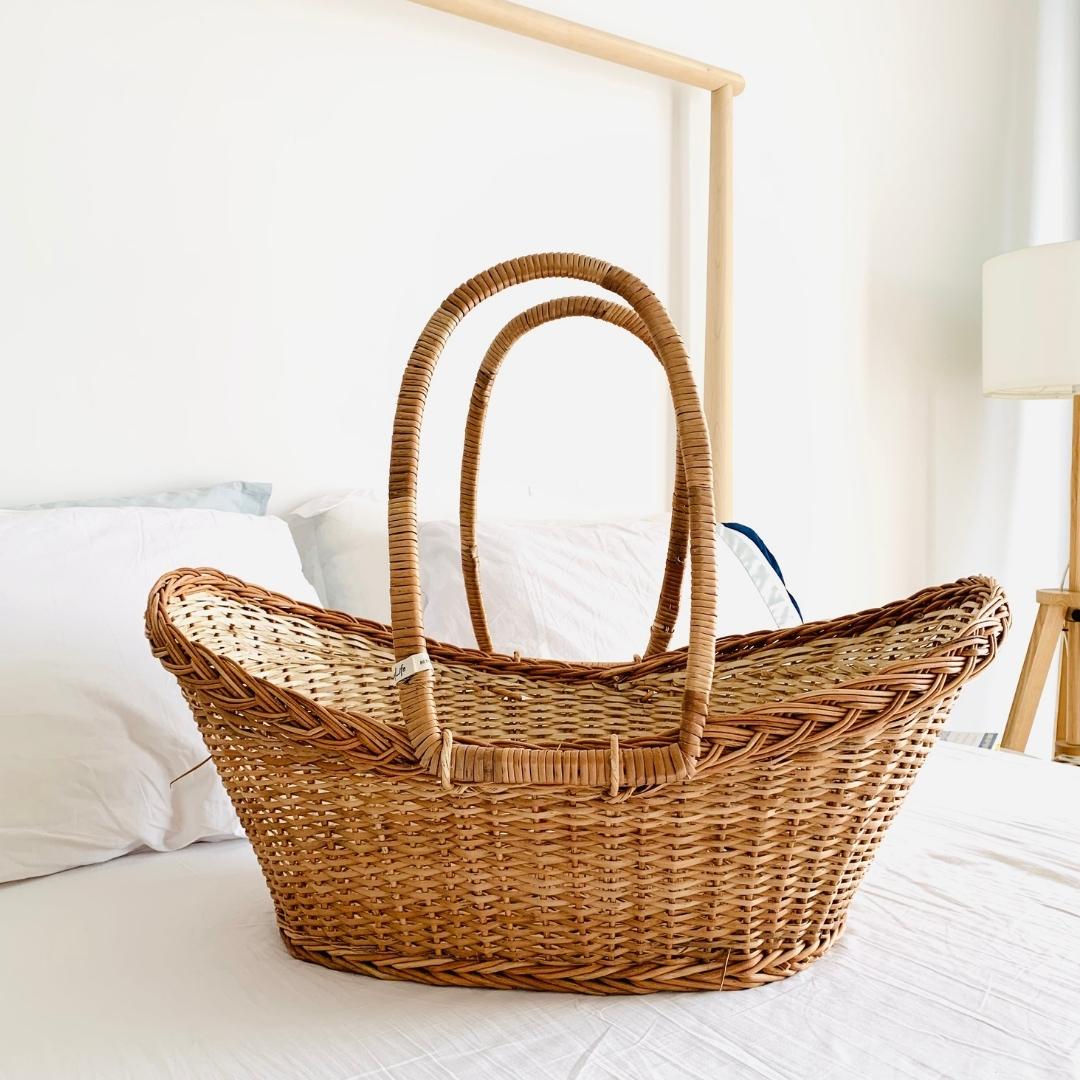 New, big, strong, open Wicker Baby Basket with smooth corner