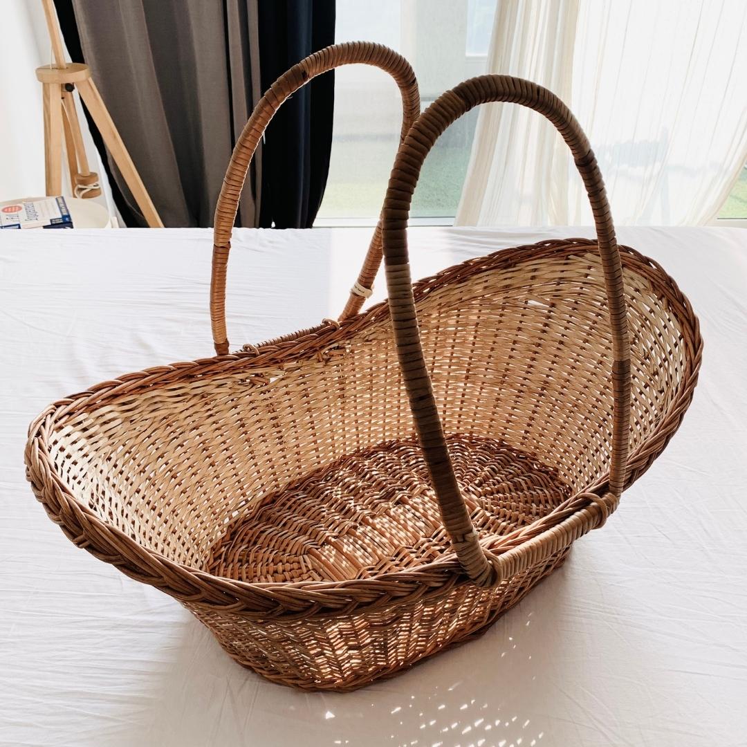 New, big, strong, open Wicker Baby Basket with smooth corner