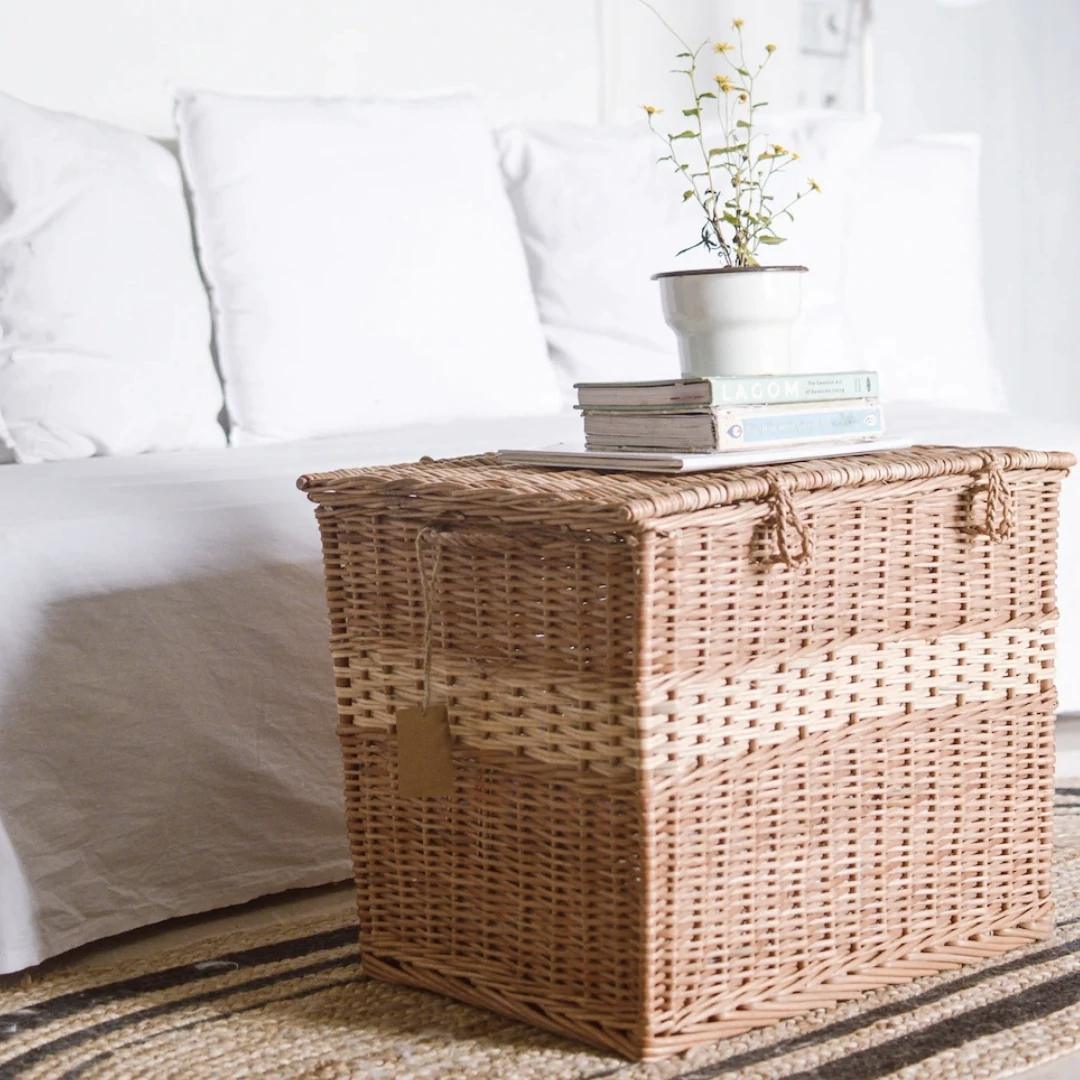 Wicker Box- Laundry Basket used as books table