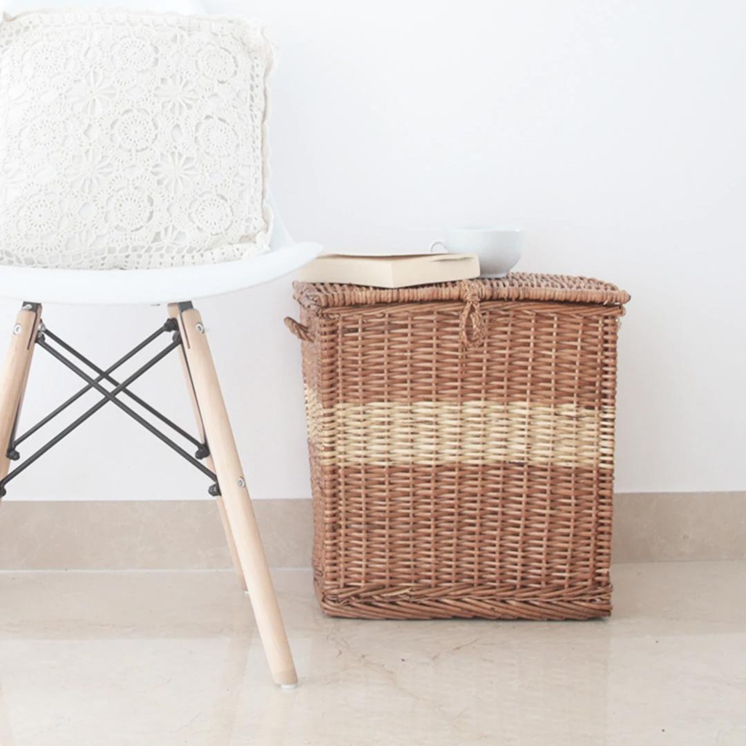 Wicker Box- Laundry Basket used as books table