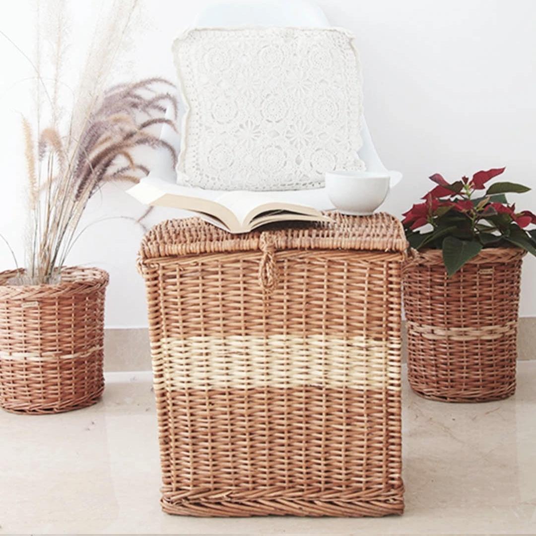 Wicker Box- Laundry Basket used as books and tea table
