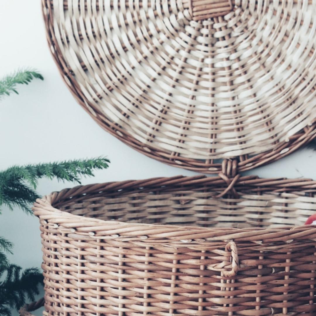 Wicker Round Laundry Basket Set