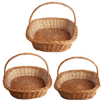 DaisyLife natural wicker square basket with handle set of 3