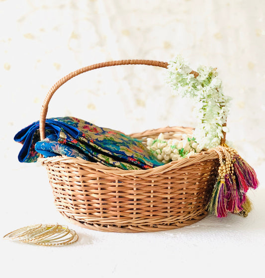 DaisyLife natural wicker wave shape wedding trousseau basket for bridal wear