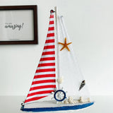 Wooden Natural coral/Seashell ship with red flag