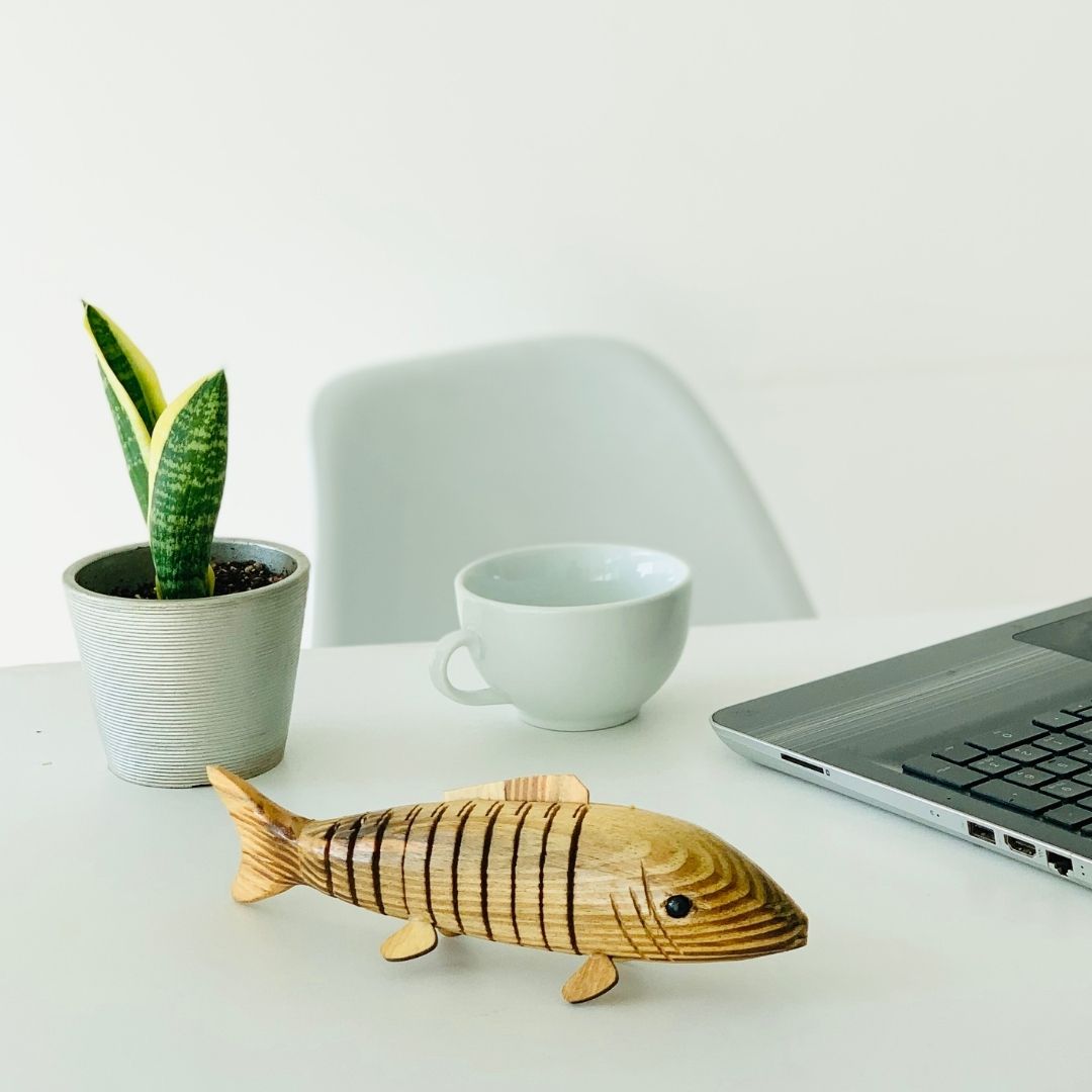 Flexible Flat Wooden Fish for office décor. 