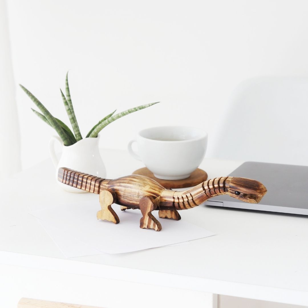Wooden Long Neck Mamenchisaurus Dinosaur for office décor