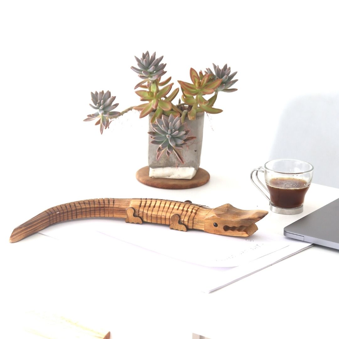 "Jaws" Wooden Alligator used for office décor