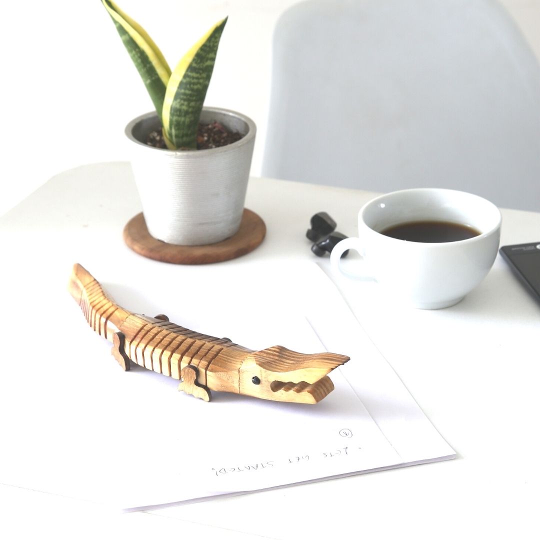 "Jaws" Wooden Alligator used for office décor