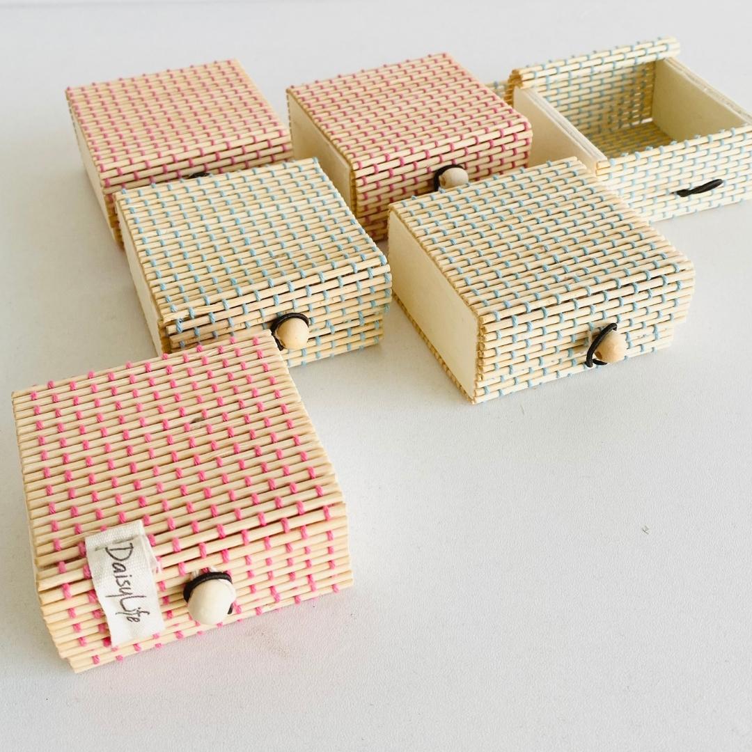 Beautiful woven bamboo boxes for gifting and store trinkets, jewellery and more.