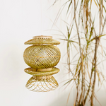 Leaves behind Finely woven natural bamboo lampshade.