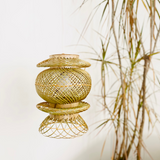 Leaves behind Finely woven natural bamboo lampshade.