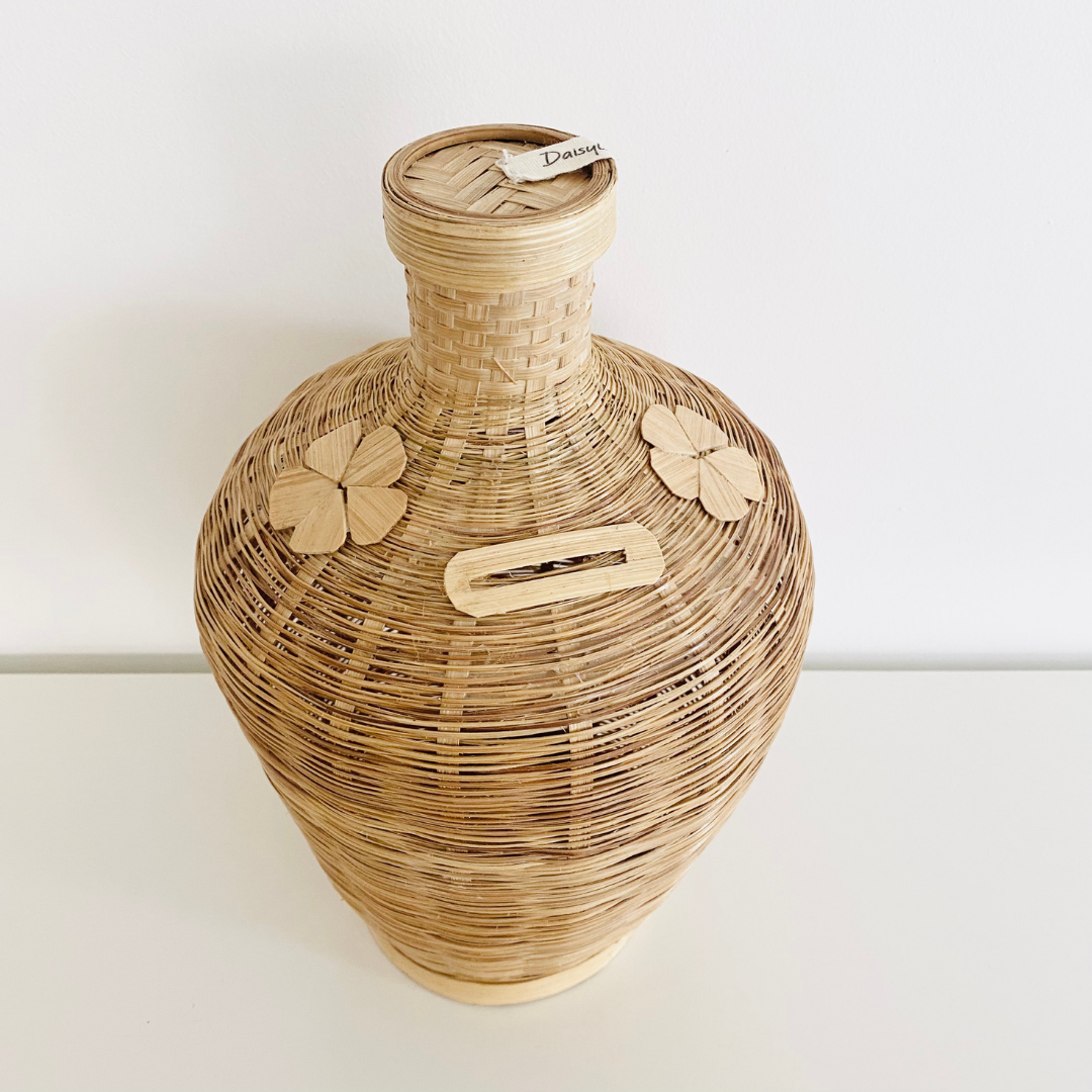 Bamboo money bank with detachable top